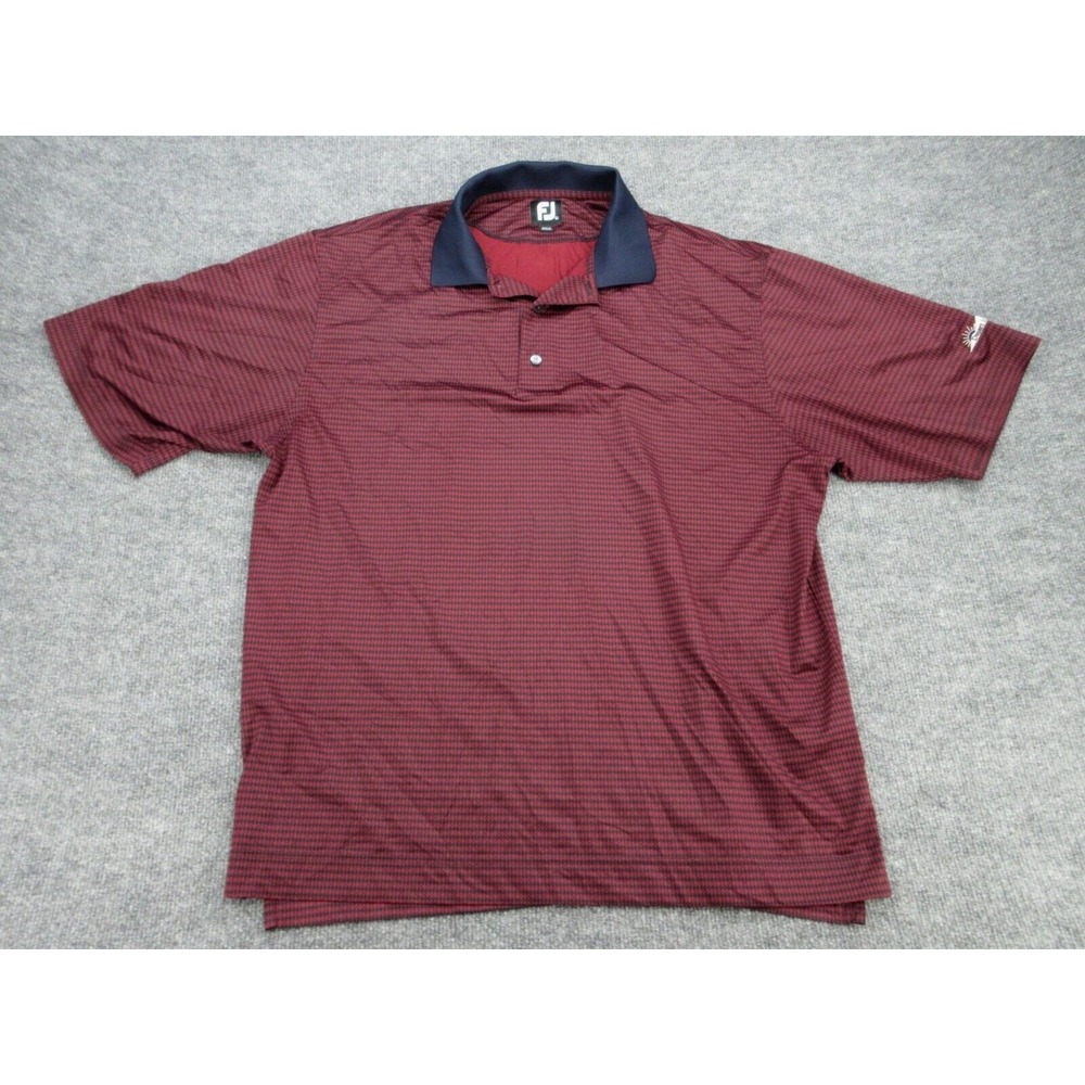 FootJoy Mens Polo Regular Burgundy Diamond Print Golf Shirt Large